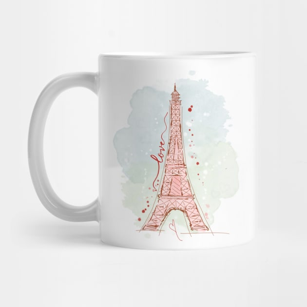 Watercolor Sketchy Doodle Eiffel Tower by Simply Robin Creations